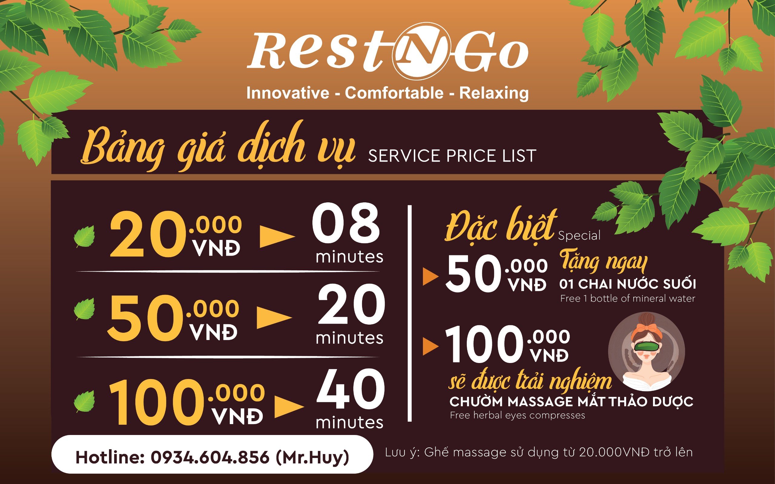 Khám phá trải nghiệm thư giãn tuyệt vời cùng dịch vụ ghế massage Rest N Go của chúng tôi!