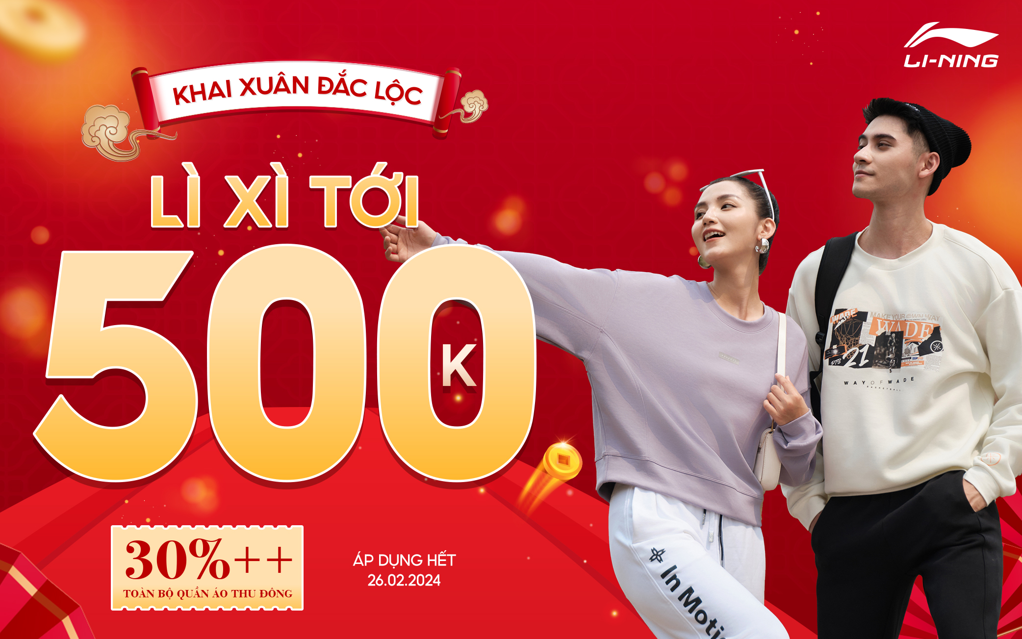 KHAI XUÂN ĐẮC LỘC - LI-NING LÌ XÌ TỚI 500K