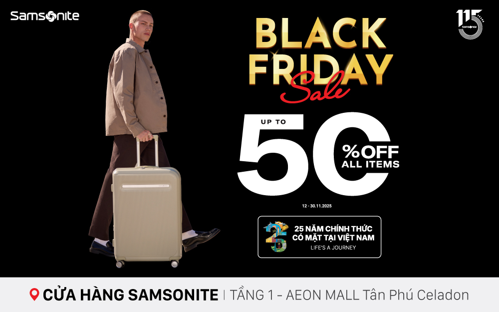 BLACK FRIDAY - TẬN HƯỞNG ƯU ĐÃI ĐẾN 50% TẤT CẢ VALI, BALO, TÚI XÁCH