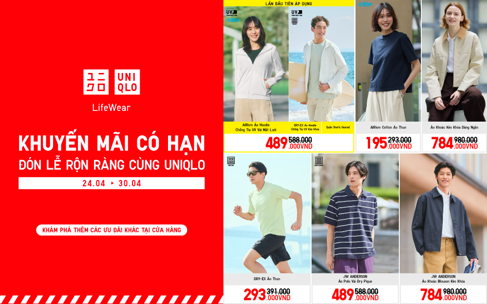 ĐÓN LỄ RỘN RÀNG CÙNG UNIQLO TỪ 24.04 ĐẾN 30.04