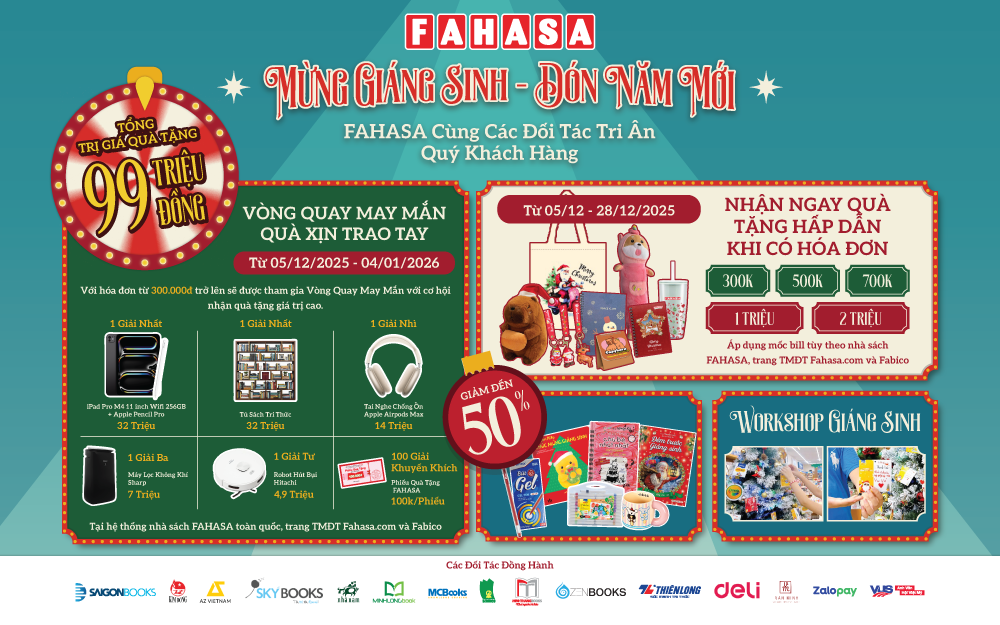 MỪNG GIÁNG SINH, ĐÓN NĂM MỚI - FAHASA CÙNG QUÝ CÁC ĐỐI TÁC TRI ÂN QUÝ KHÁCH HÀNG