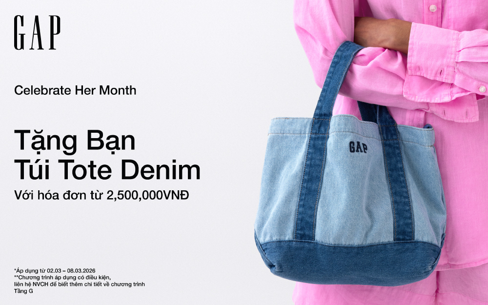 HAPPY WOMEN'S DAY - Nhận Túi Tote Denim Xinh Xắn Tại GAP!
