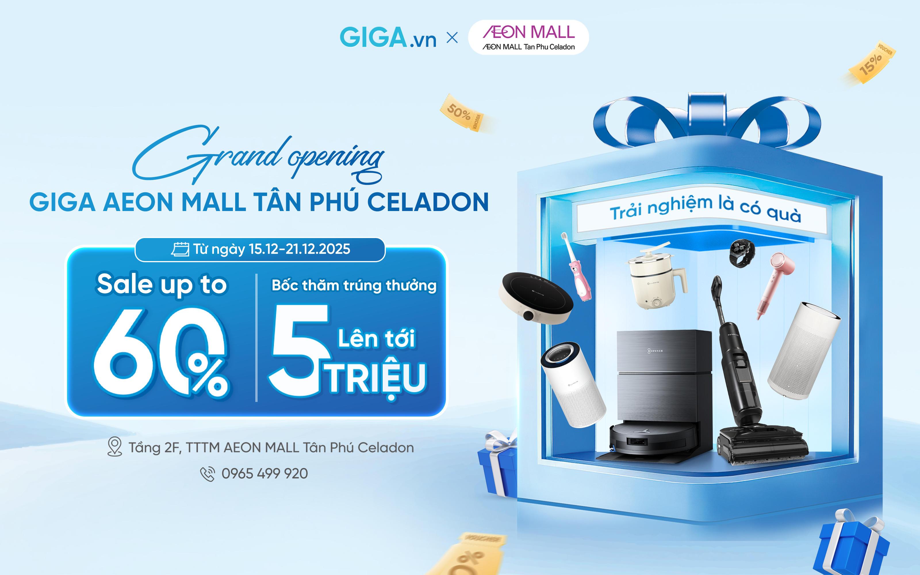 Khai trương bùng nổ! GIGA.vn AEON MALL TÂN PHÚ CELADON: Siêu sale giảm sốc đến 60%, săn ngay khung giờ vàng!