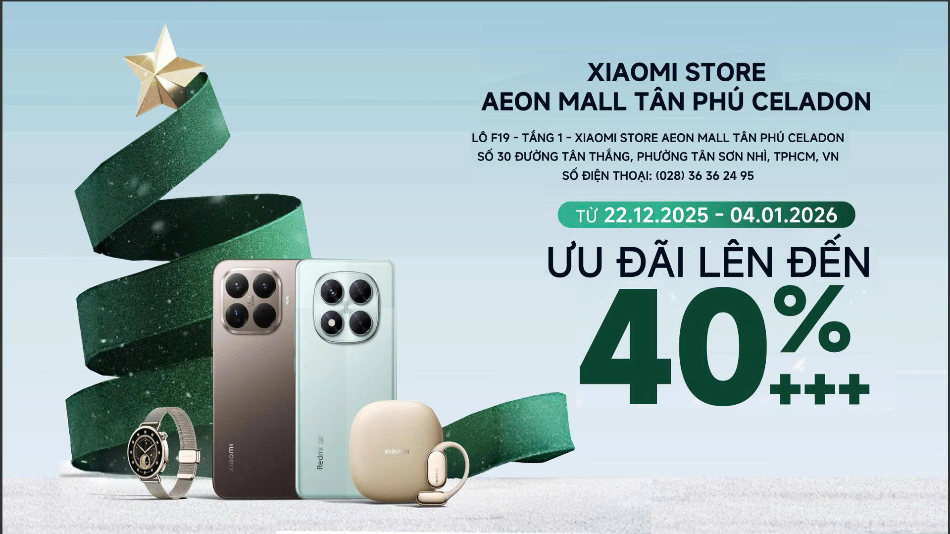 GIÁNG SINH RỰC RỠ – SĂN DEAL HẾT CỠ TẠI XIAOMI STORE AEON MALL TÂN PHÚ CELADON!