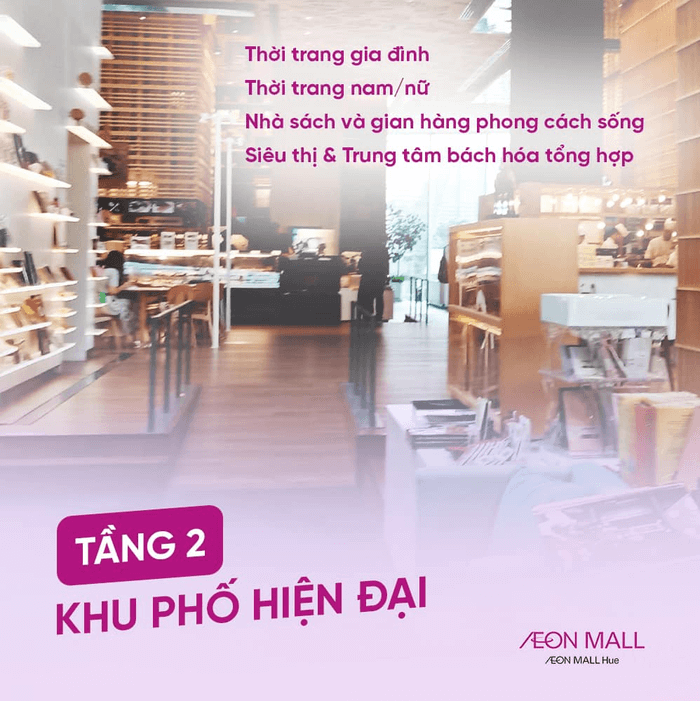 Khách hàng có thể tìm thấy mặt hàng tiêu dùng thiết yếu tại tầng 2 “Khu phố hiện đại” AEON MALL Huế