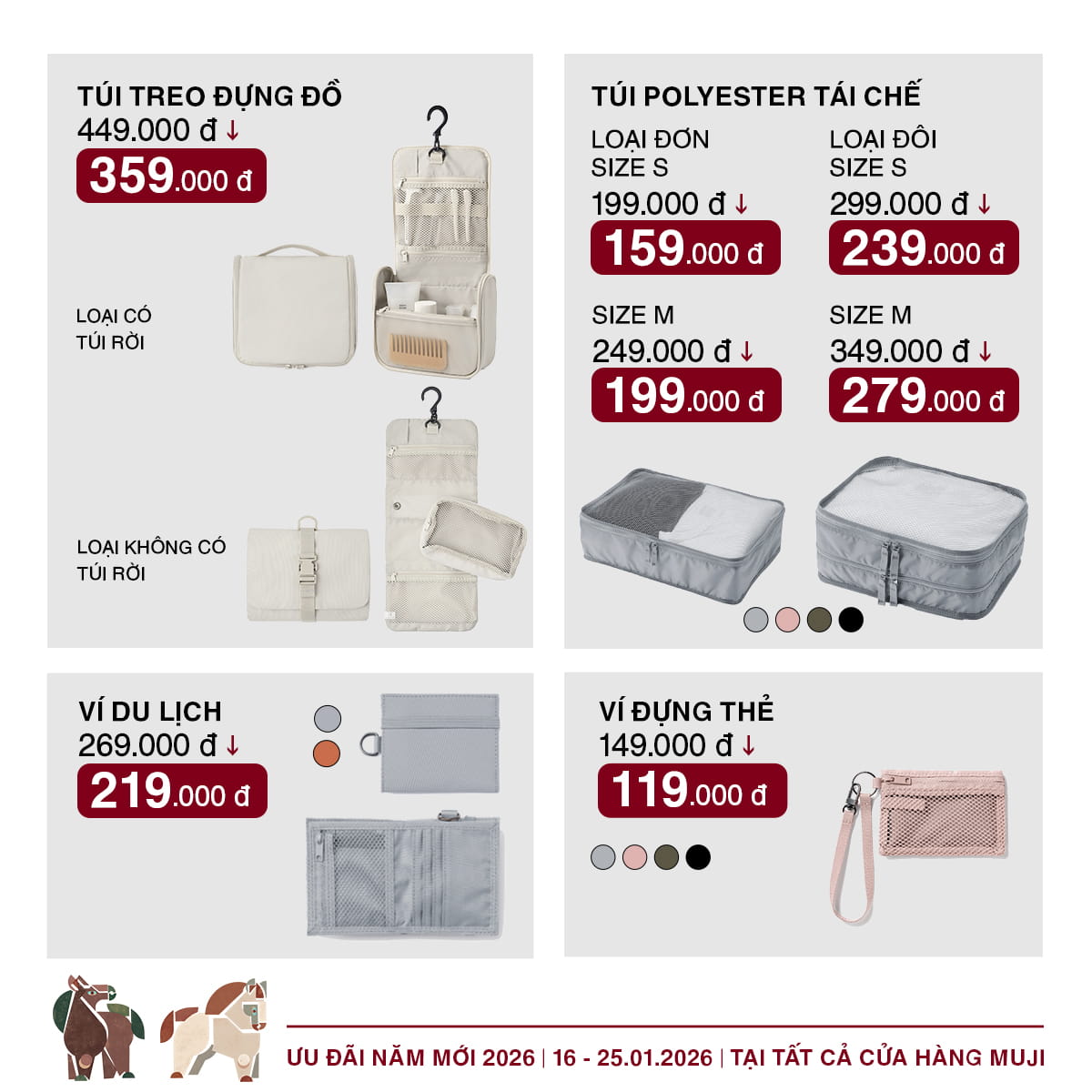 Các sản phẩm túi chia ngăn để đi du lịch hoặc sắp xếp tủ quần áo rất tiện lợi để nâng cấp tủ quần áo gọn gàng cho Tết muji-uu-dai-nam-moi