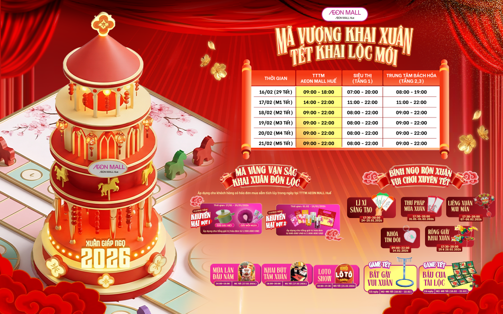Sự Kiện Tết 2026 Tại AEON MALL Huế Vui Ngập Tràn