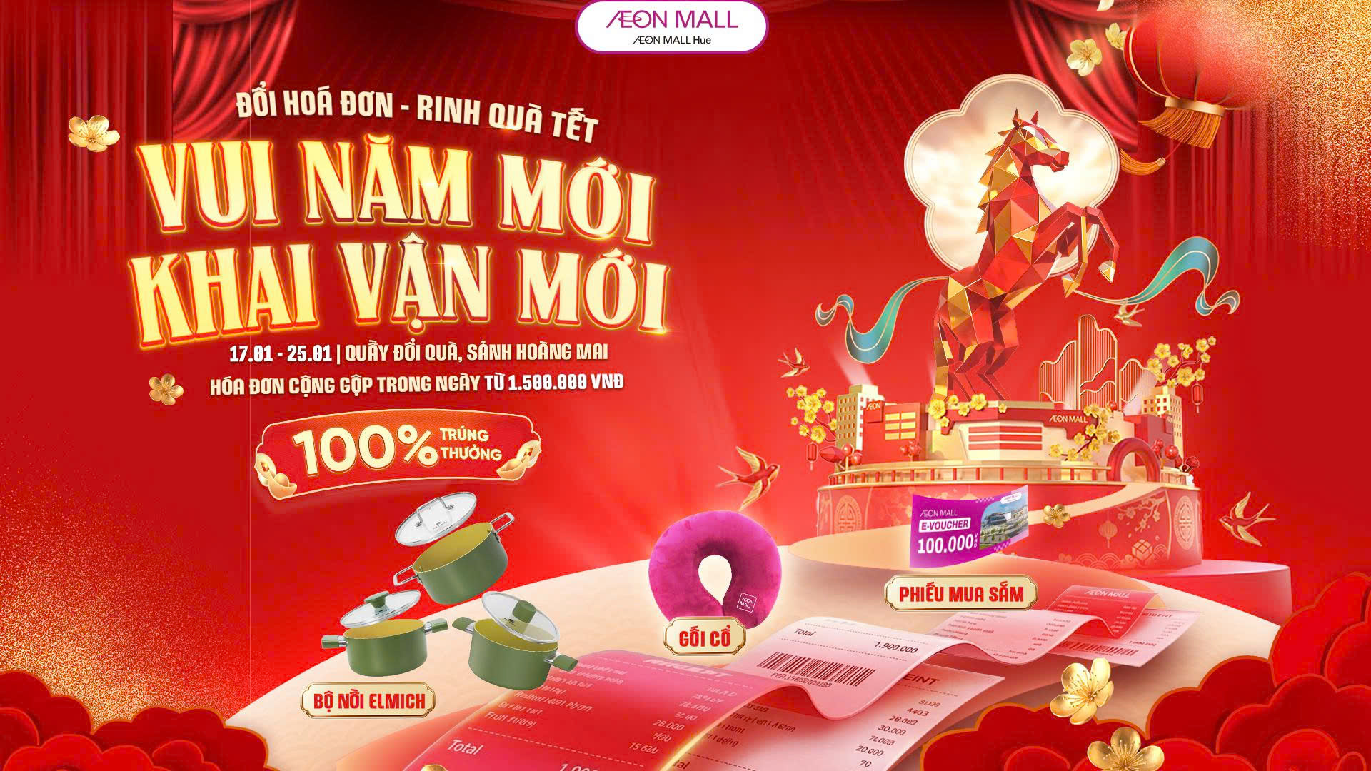 Đổi Hóa Đơn Nhận Quà Tết 2026 Tại AEON MALL Huế Sắm Đồ Tết Thêm Vui