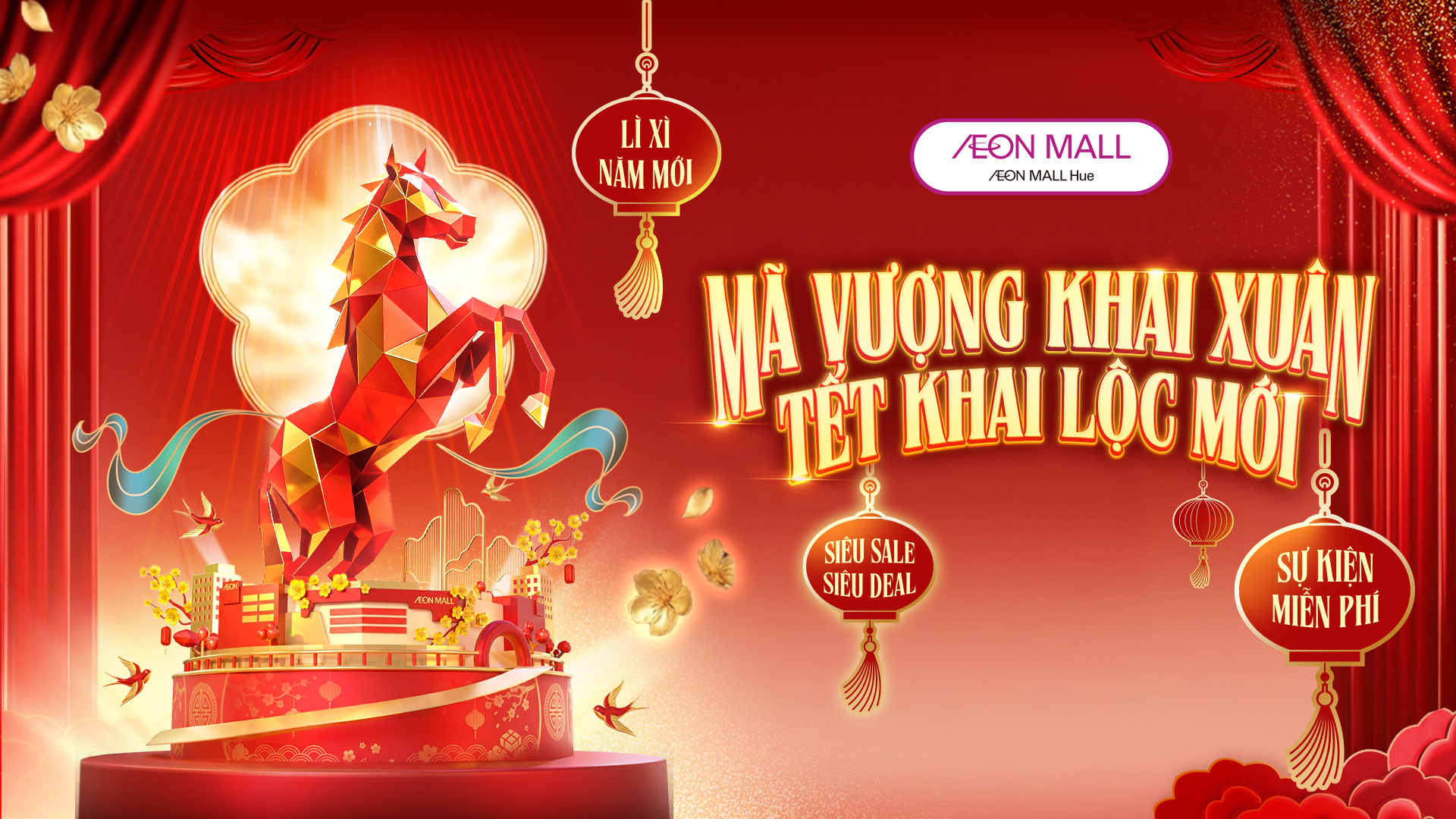 Sự kiện Tết Tại AEON MALL Huế Năm 2026 Rộn Ràng Với Hàng Ngàn Hoạt Động Vui Xuân