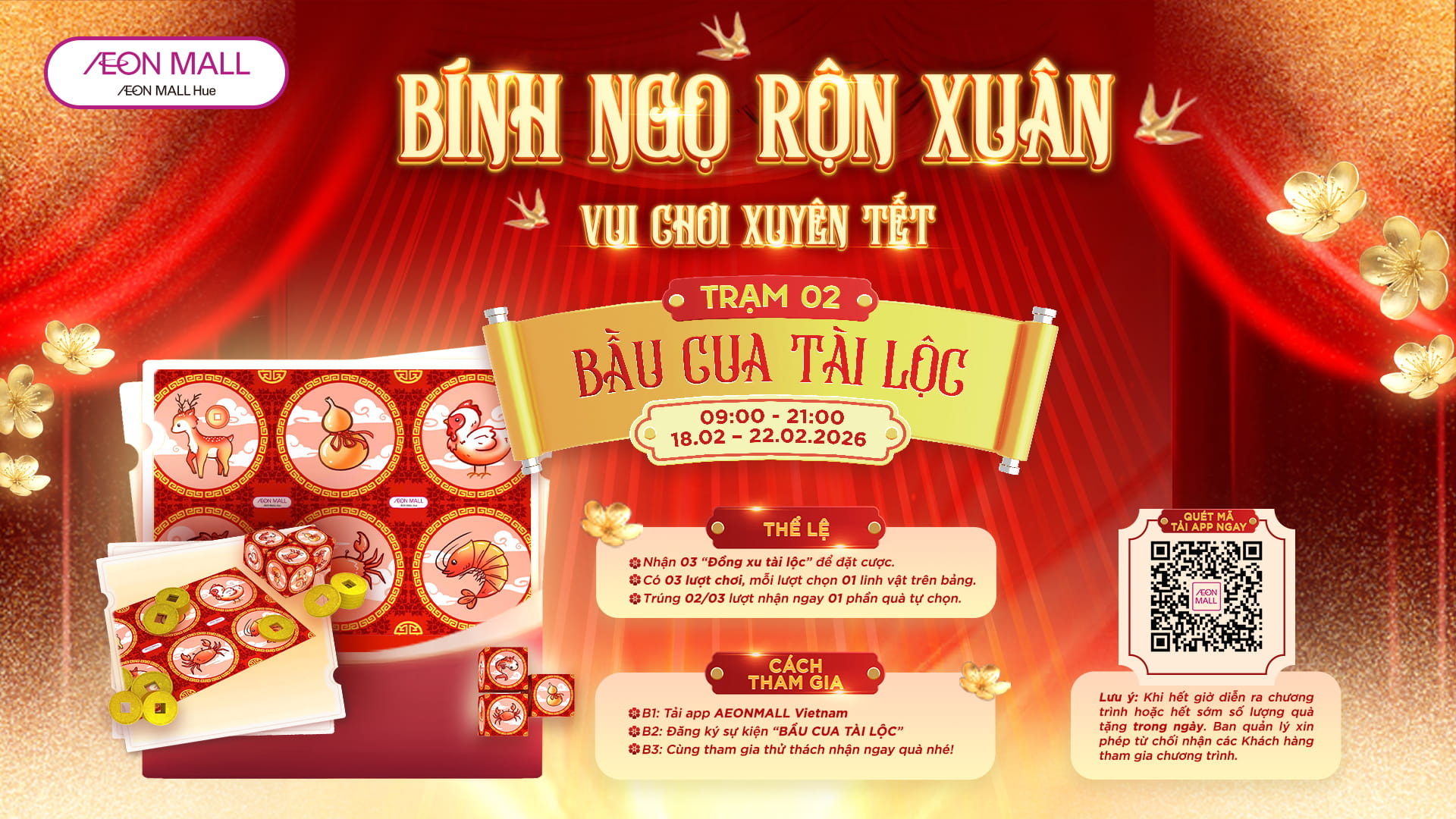 Ngày Mùng 2 Tết Vui Chơi, Nhận Quà tại AEON MALL Huế