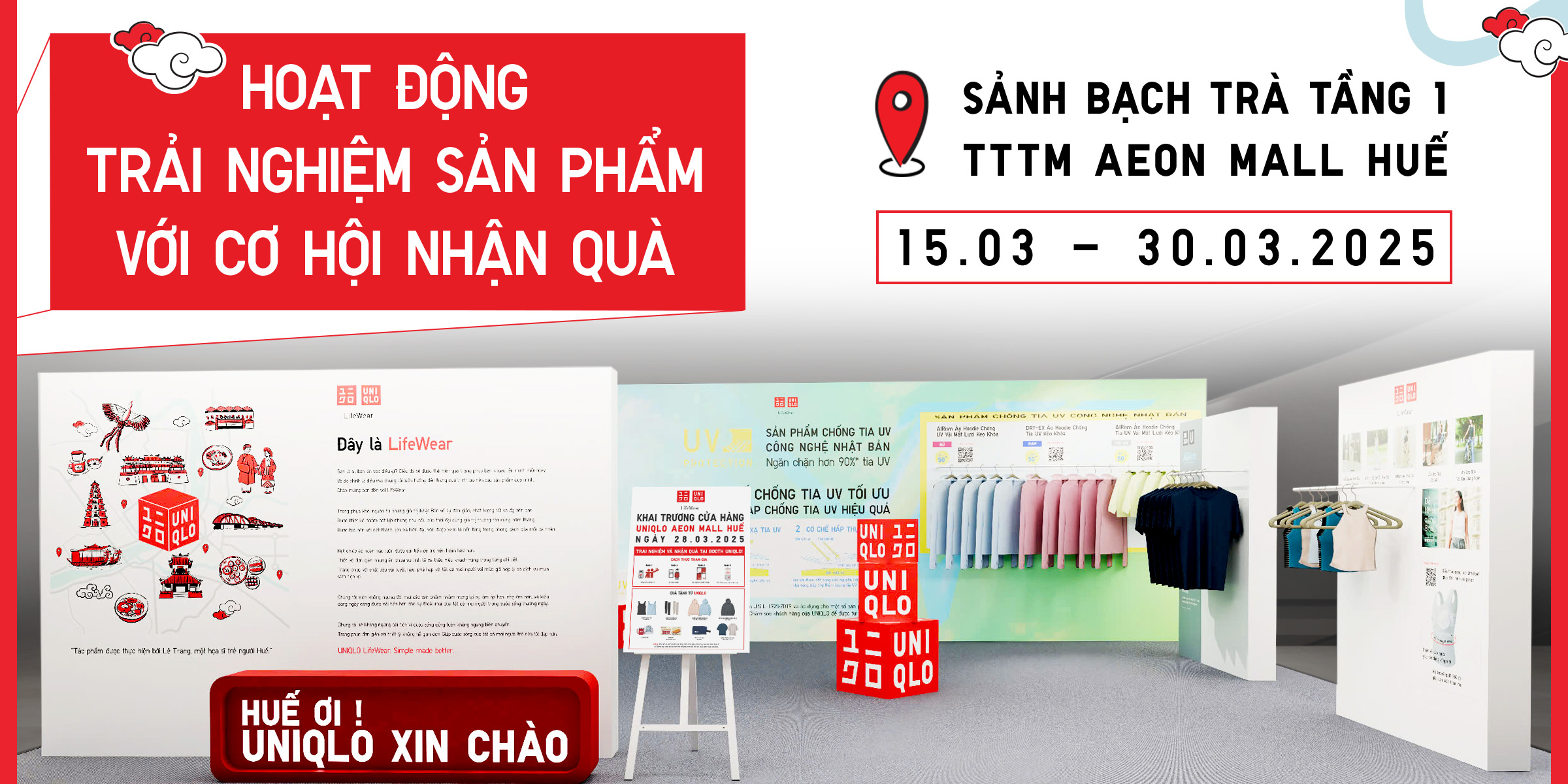 ĐÓN CHÀO CỬA HÀNG UNIQLO ĐẦU TIÊN TẠI MIỀN TRUNG VỚI HOẠT ĐỘNG TRẢI NGHIỆM SẢN PHẨM 100% NHẬN QUÀ TẶNG