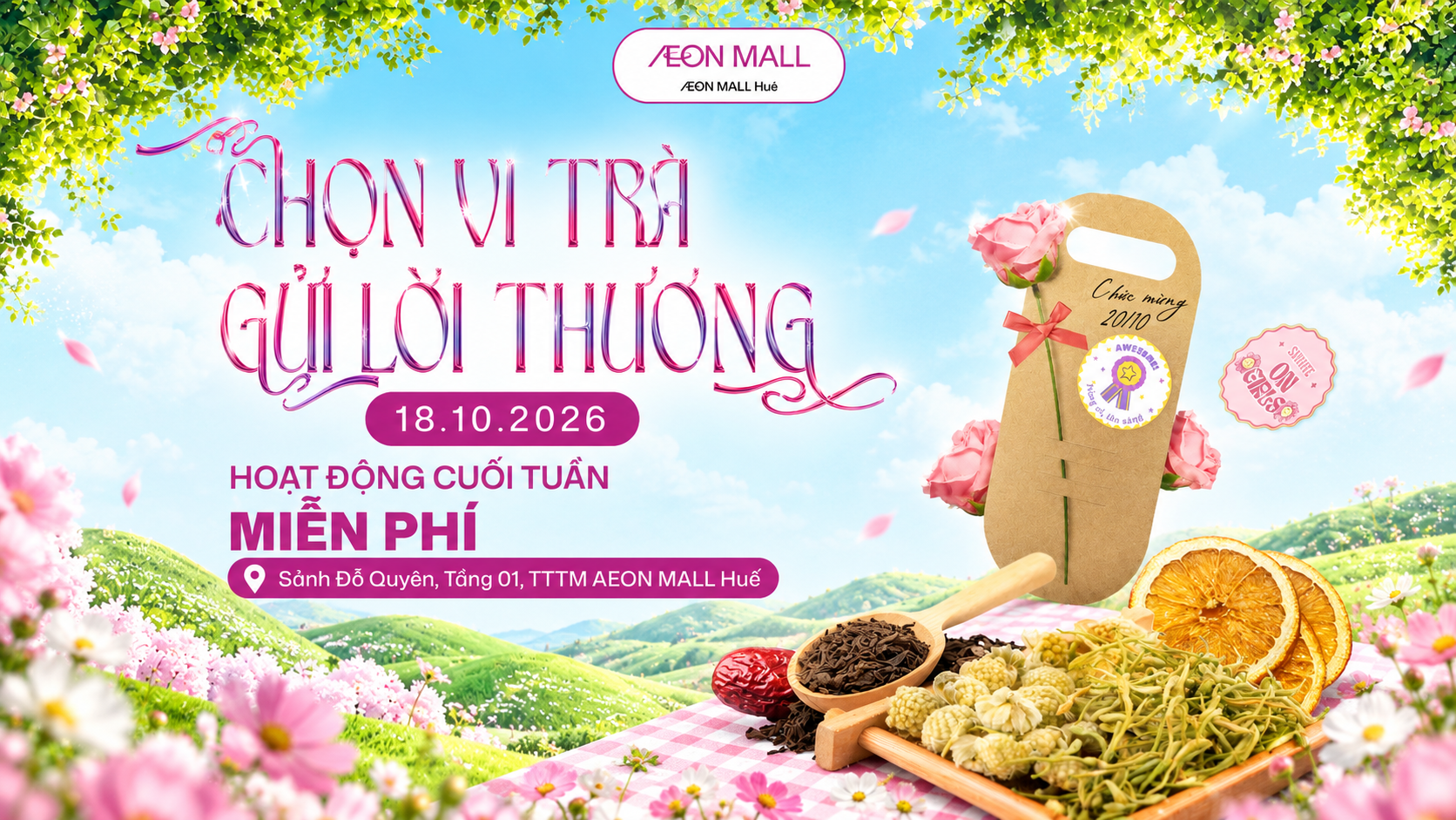 CÙNG TẠO NÊN KỶ NIỆM ĐÁNG NHỚ DỊP 20/10 TẠI WORKSHOP MIỄN PHÍ CỦA AEON MALL HUẾ