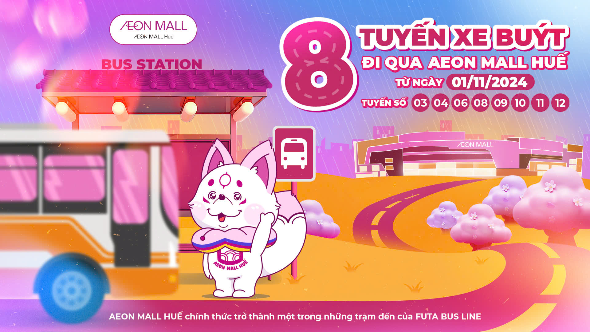 08 TUYẾN XE BUÝT NỘI TỈNH ĐI QUA AEON MALL HUẾ