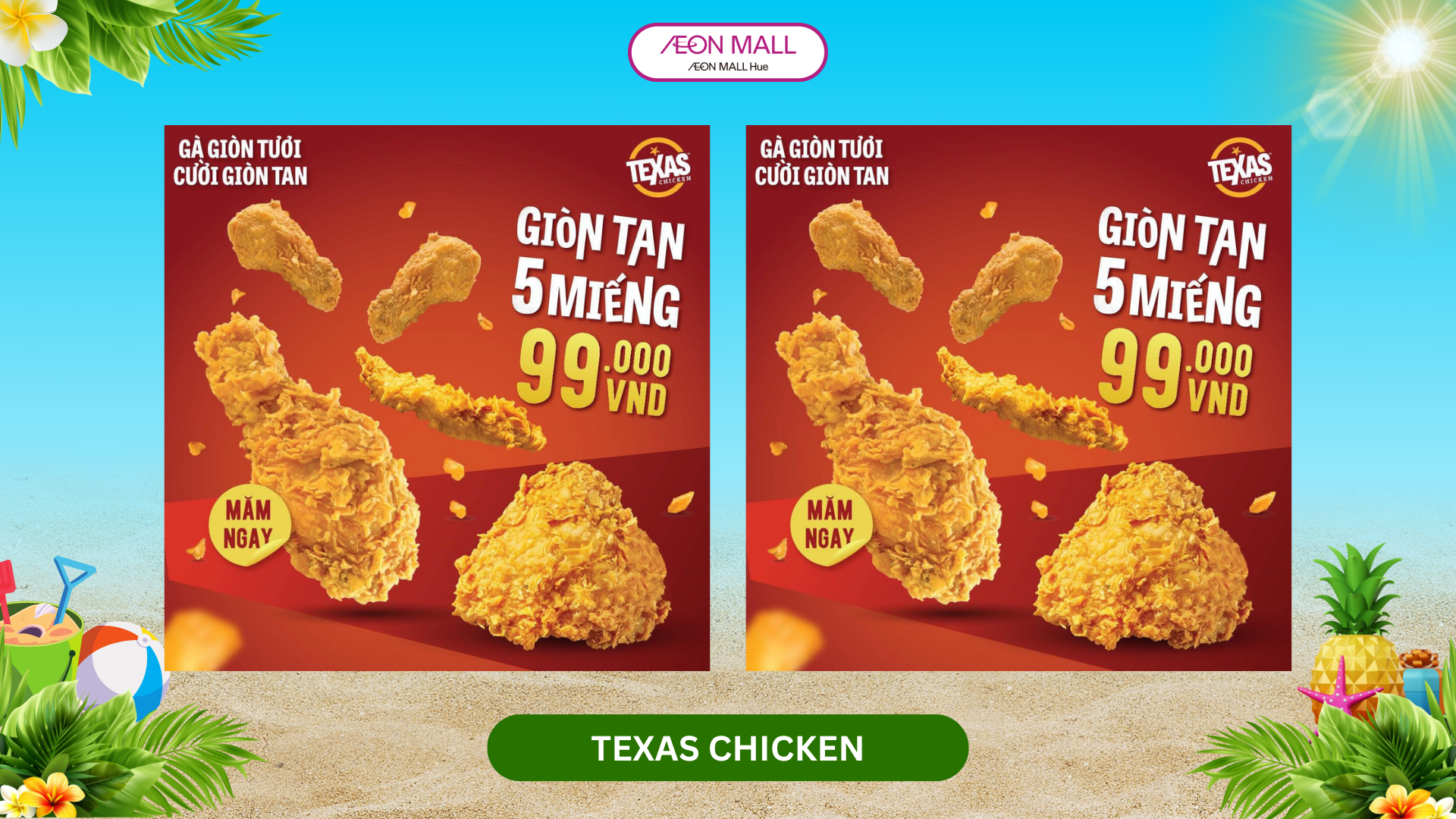 GIÒN TAN 5 MIẾNG TEXAS CHICKEN, chỉ 99K