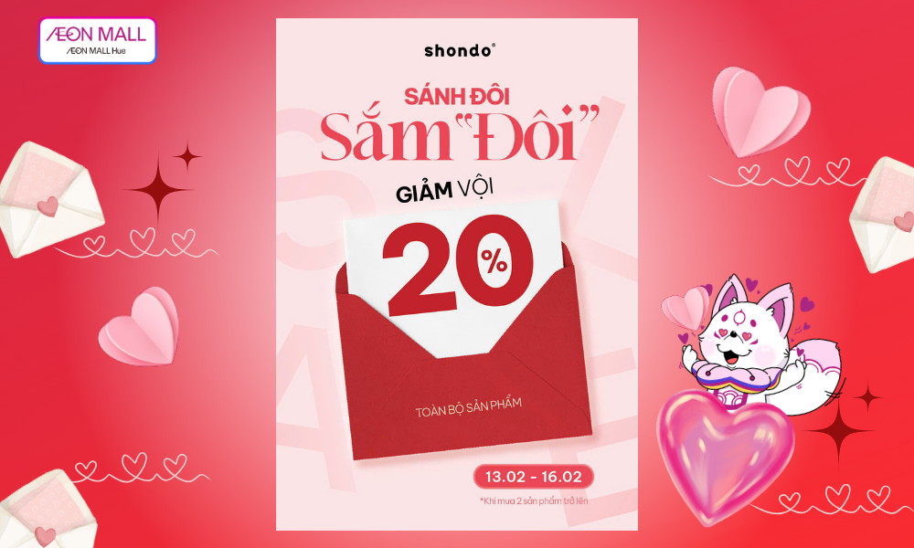 SÁNH ĐÔI SẮM ĐÔI GIẢM VỘI 20% TỪ SHONDO