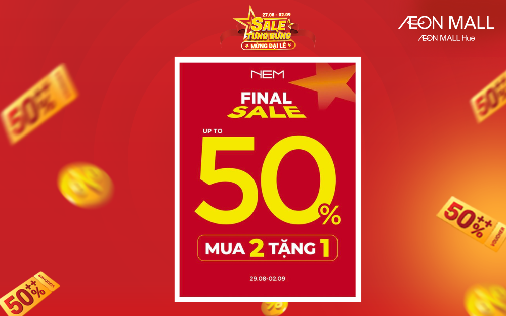 Giảm giá tới 50% sản phẩm kèm mua 2 tặng 1