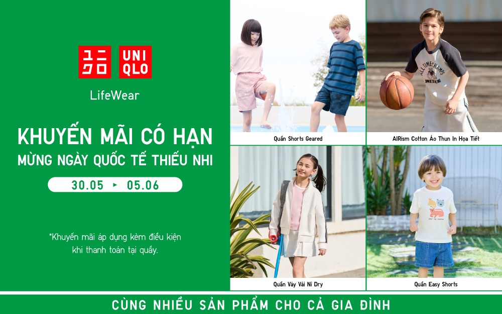 KHUYẾN MÃI CÓ HẠN MỪNG NGÀY QUỐC TẾ THIẾU NHI TẠI UNIQLO
