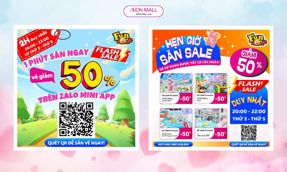 HOT: BÍ KÍP SĂN SALE SẬP SÀN VÉ NỬA GIÁ TRONG 2 GIỜ DUY NHẤT TẠI FUNZONE
