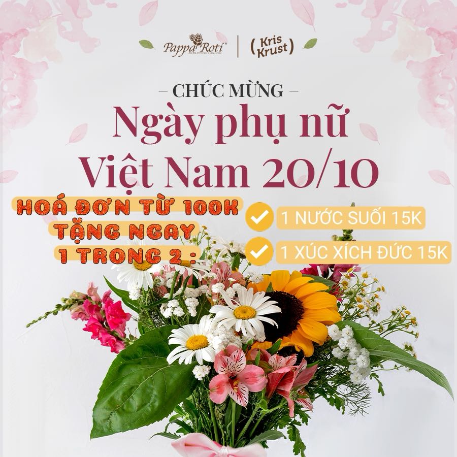 🌸 MỪNG NGÀY PHỤ NỮ VIỆT NAM 20/10 – ƯU ĐÃI NGỌT NGÀO TỪ PAPPAROTI! 🌸