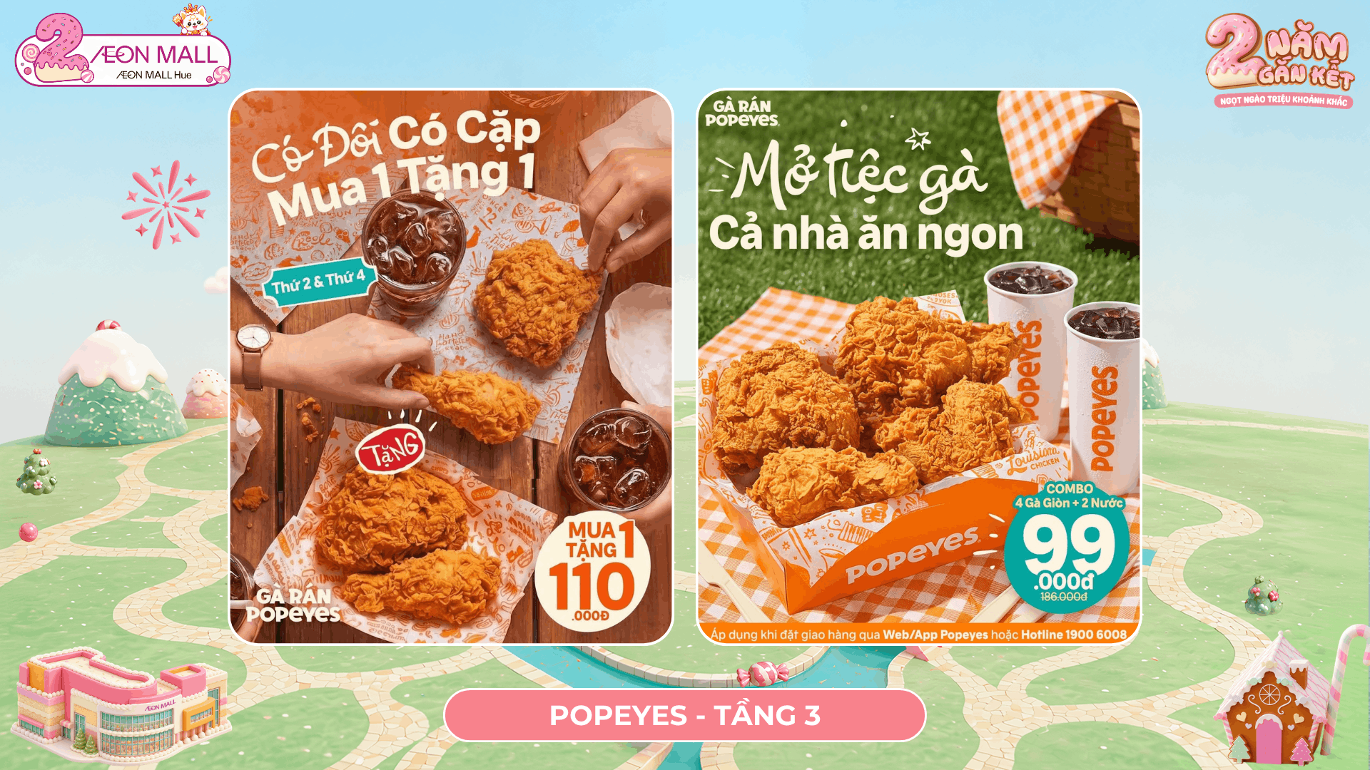 ❤️‍🔥 CÓ ĐÔI CÓ CẶP – MUA 1 TẶNG 1 CÙNG POPEYES! 🍗✨