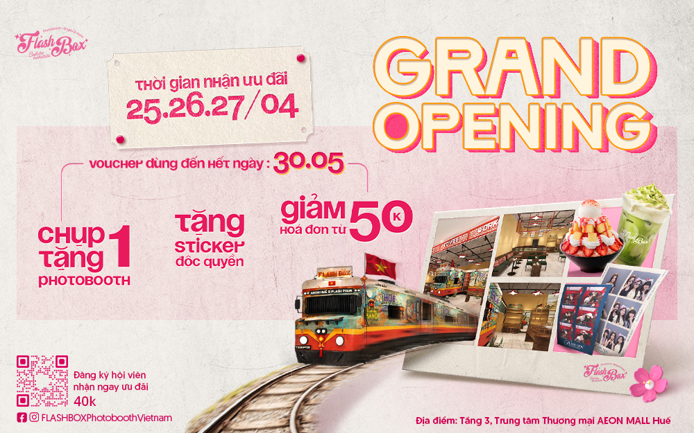 🎊 CHÍNH THỨC KHAI TRƯƠNG FLASH BOX - PHOTOBOOTH TẠI TRUNG TÂM THƯƠNG MẠI AEON MALL HUẾ RỒI ĐÂY 🚂