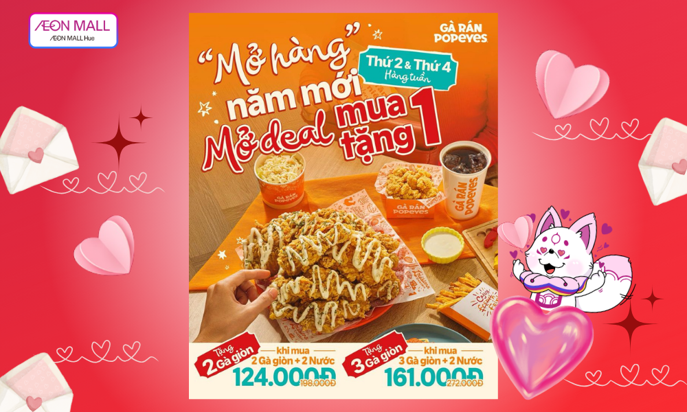 MỞ HÀNG NĂM MỚI 👉 MỞ NGAY CHIẾC DEAL MUA 1 TẶNG 1 CỰC HOT CÙNG POPEYES