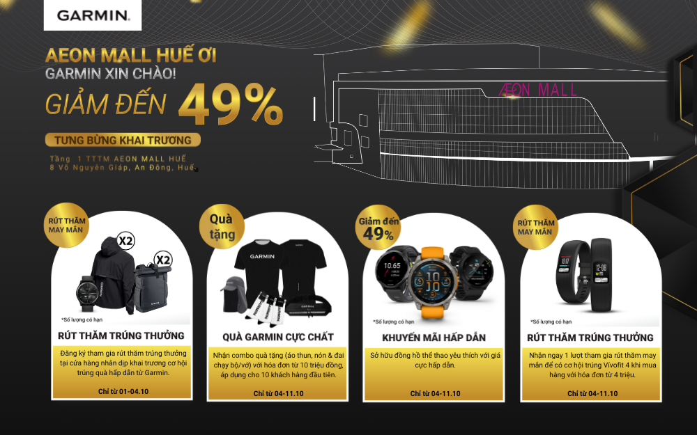 🎉 GARMIN TƯNG BỪNG KHAI TRƯƠNG – ƯU ĐÃI LÊN ĐẾN 49% 🎉