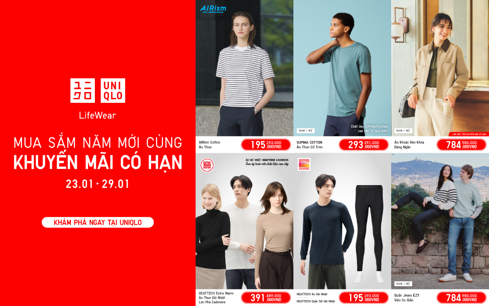 Sắm Đồ Tết tại UNIQLO AEON MALL Huế Ưu đãi Chỉ Từ 195K