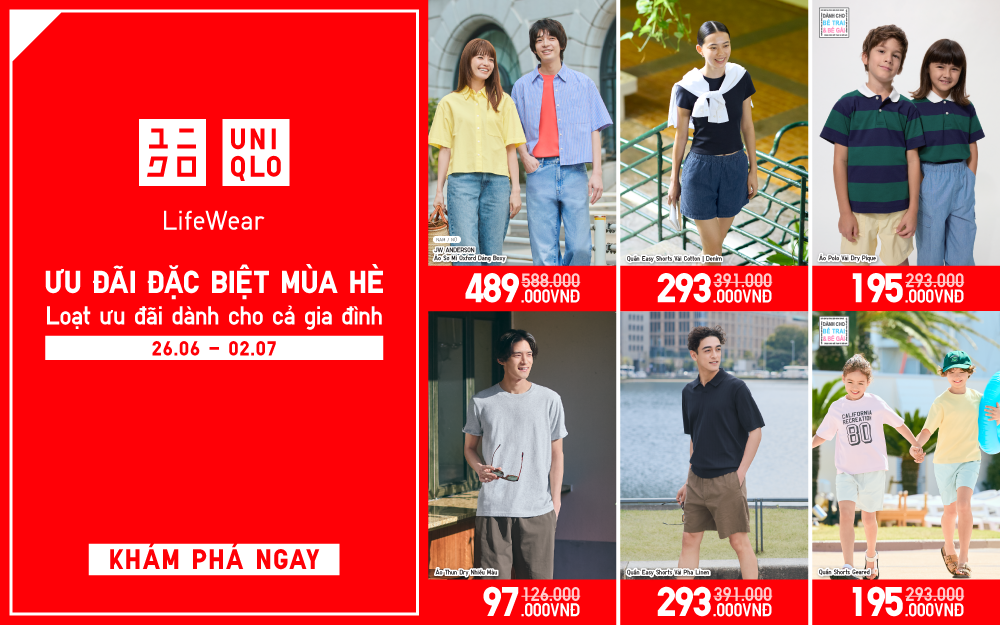 ƯU ĐÃI ĐẶC BIỆT MÙA HÈ CHỈ TỪ 97.000VNĐ CÙNG UNIQLO