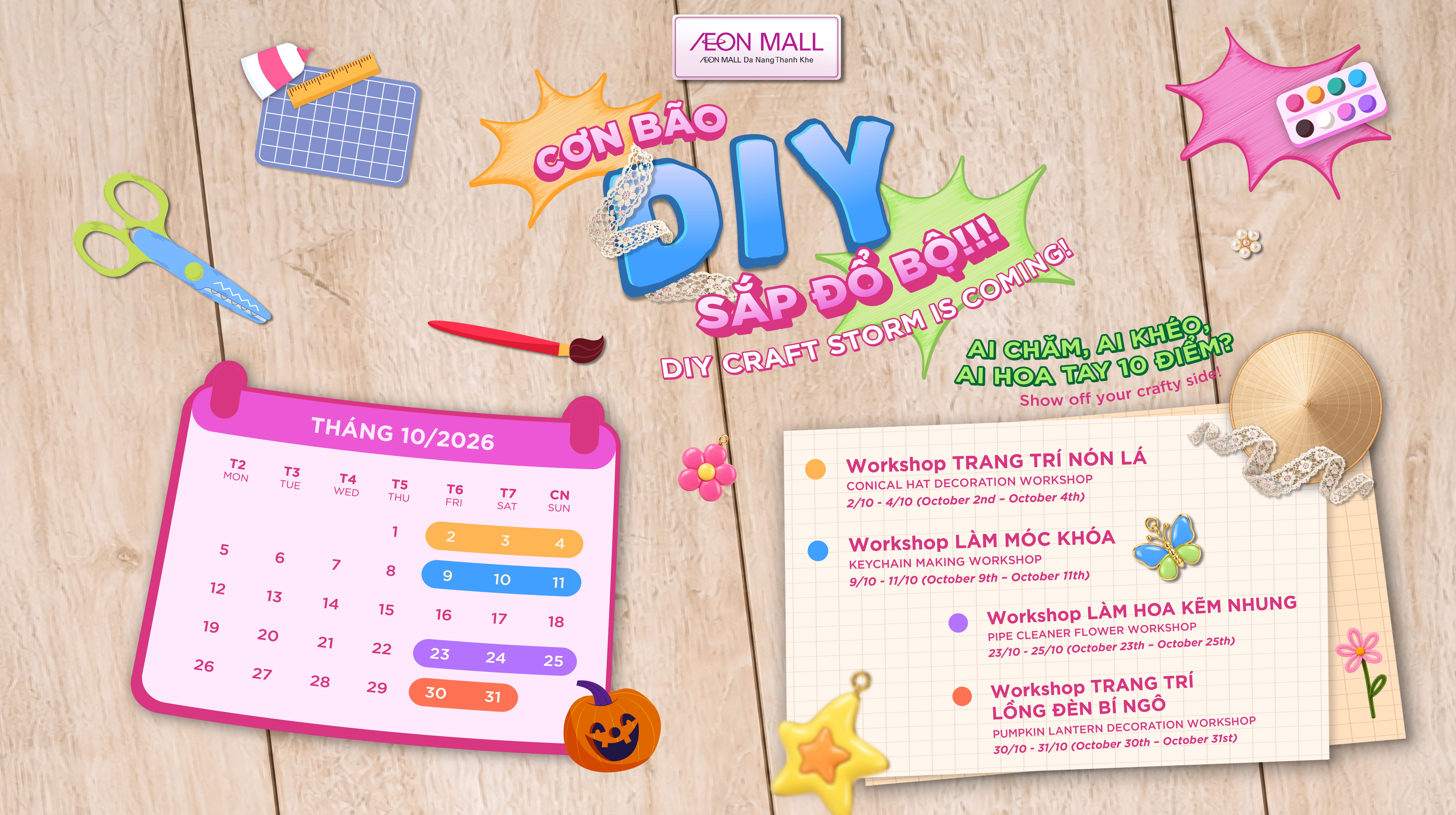 Cơn Bão DIY Sắp Đổ Bộ "Ngôi Nhà Màu Hồng" AEON MALL Đà Nẵng Thanh Khê Tháng 10