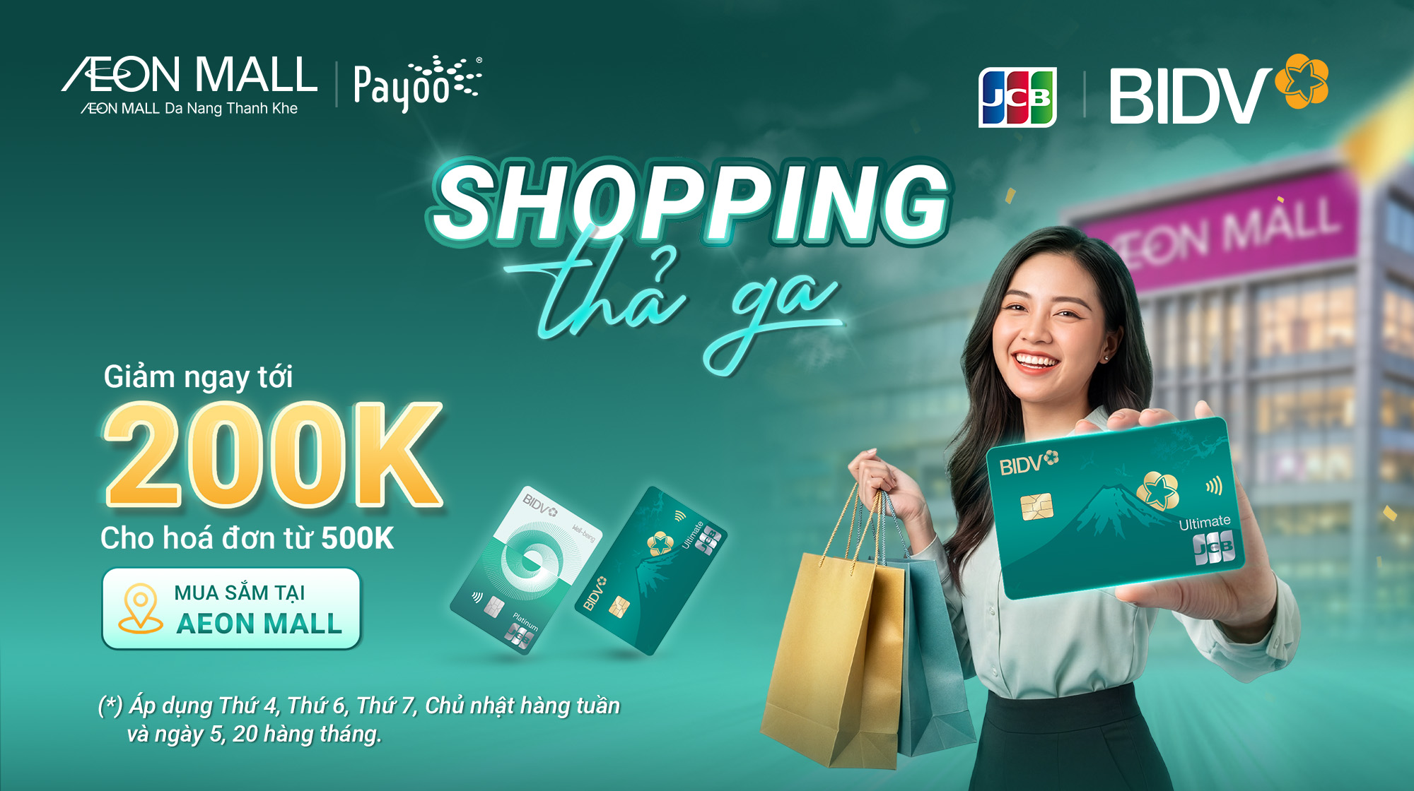 Thanh Toán Thẻ BIDV JCB | Giảm Ngay 20% Khi Mua Sắm Tại AEON MALL Đà Nẵng Thanh Khê