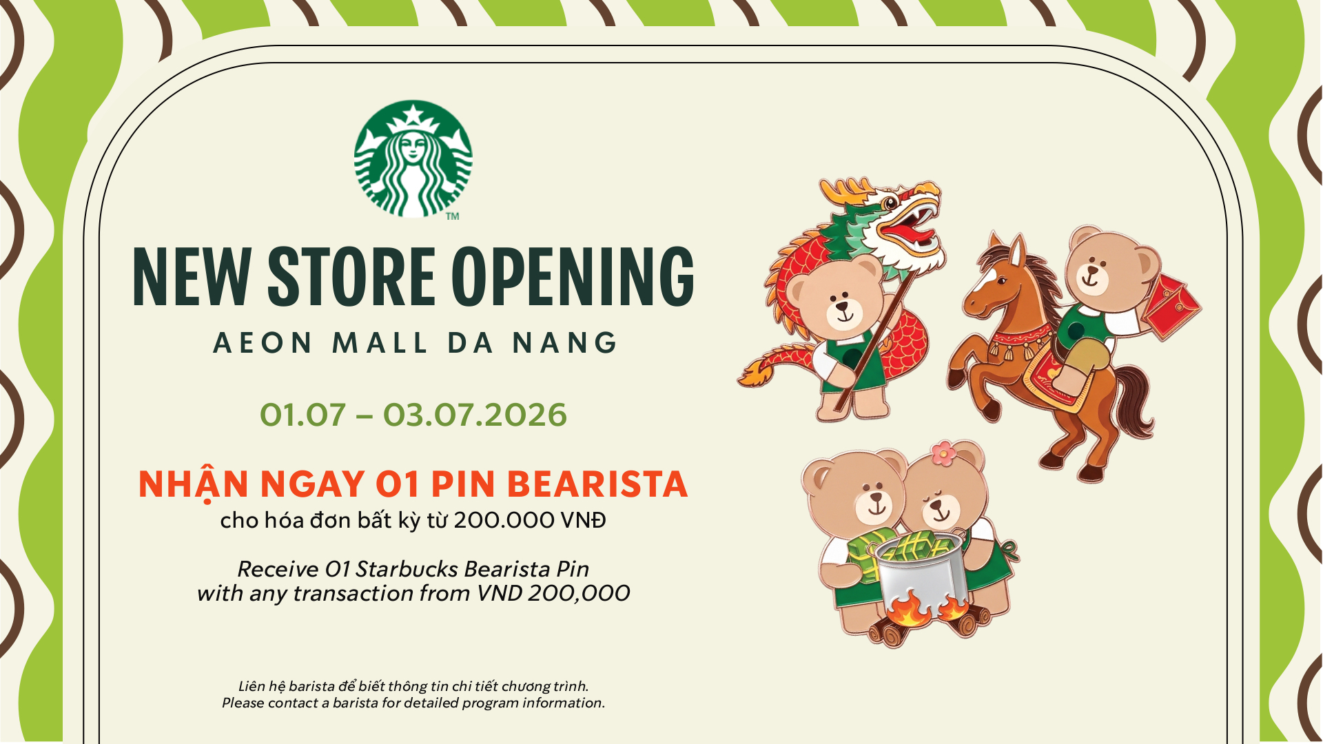 BỪNG SÁNG KHAI TRƯƠNG CÙNG STARBUCKS: SĂN NGAY PIN BEARISTA ĐỘC QUYỀN