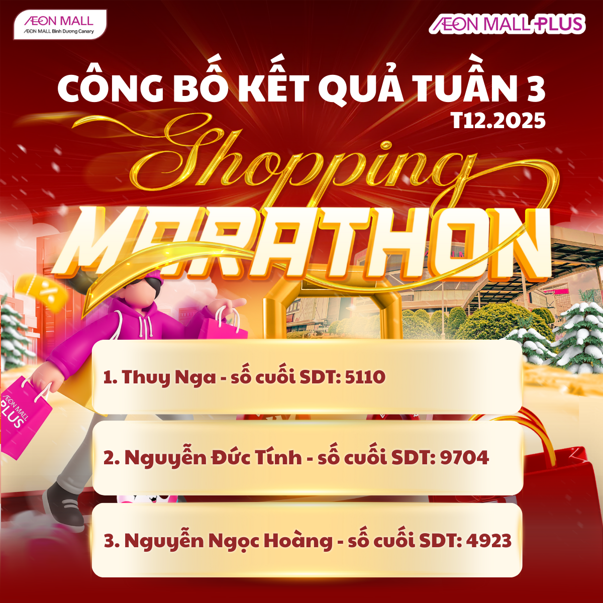 CÔNG BỐ KẾT QUẢ TUẦN 3 - SHOPPING MARATHON THÁNG 12 2025