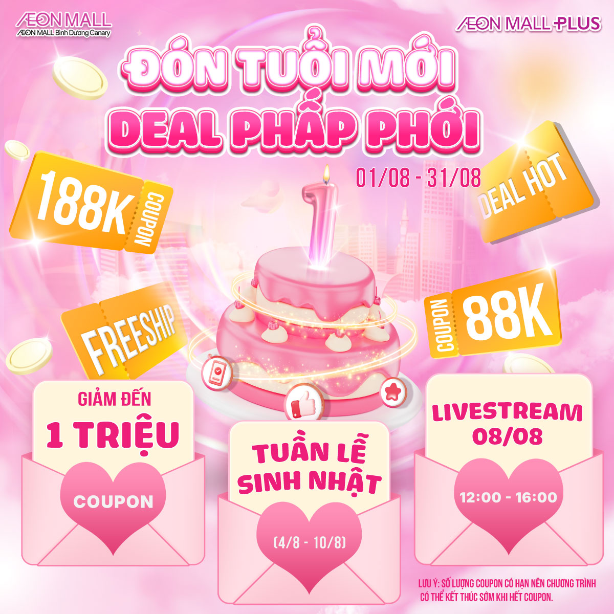 Mừng Sinh Nhật 1 Tuổi AEON MALL PLUS - Trải Nghiệm Mua Sắm Đỉnh Cao Cùng Hàng Ngàn Ưu Đãi!