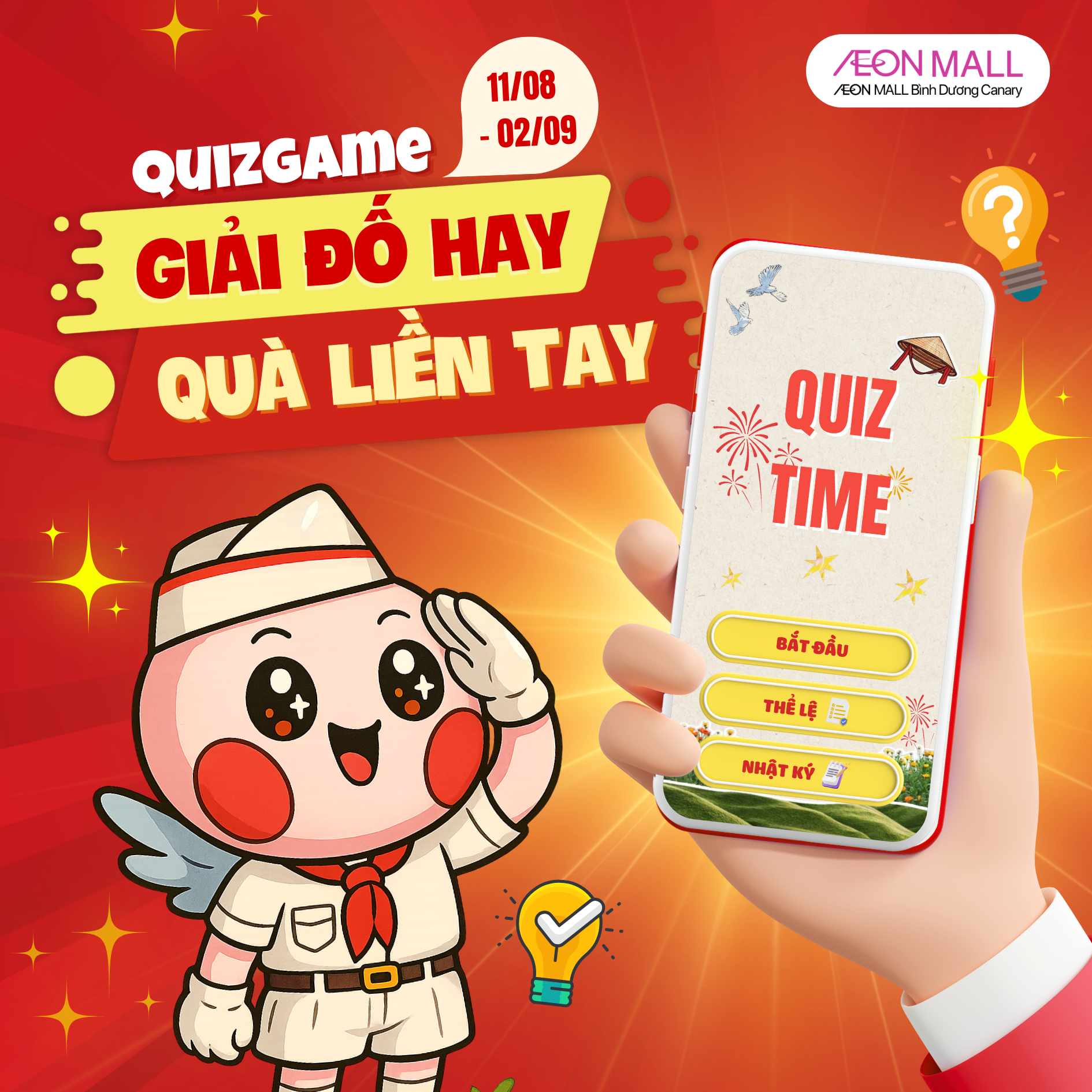 MỪNG QUỐC KHÁNH 2/9, GHÉ APP AEON MALL, GIẢI ĐỐ HAY, SĂN QUÀ LIỀN TAY