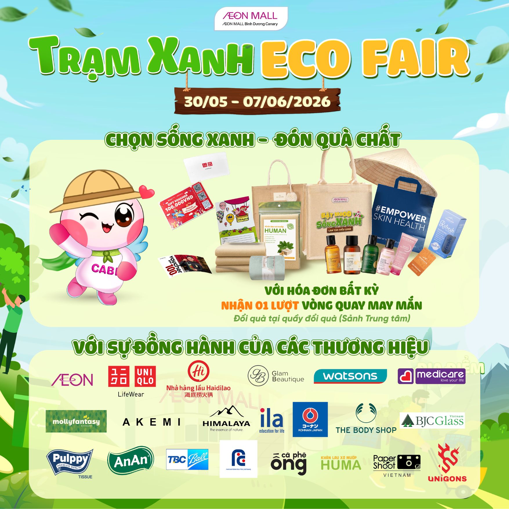 TRẠM XANH ECO FAIR 2026 – CHỌN SỐNG XANH, ĐÓN QUÀ CHẤT TẠI AEON MALL BÌNH DƯƠNG CANARY