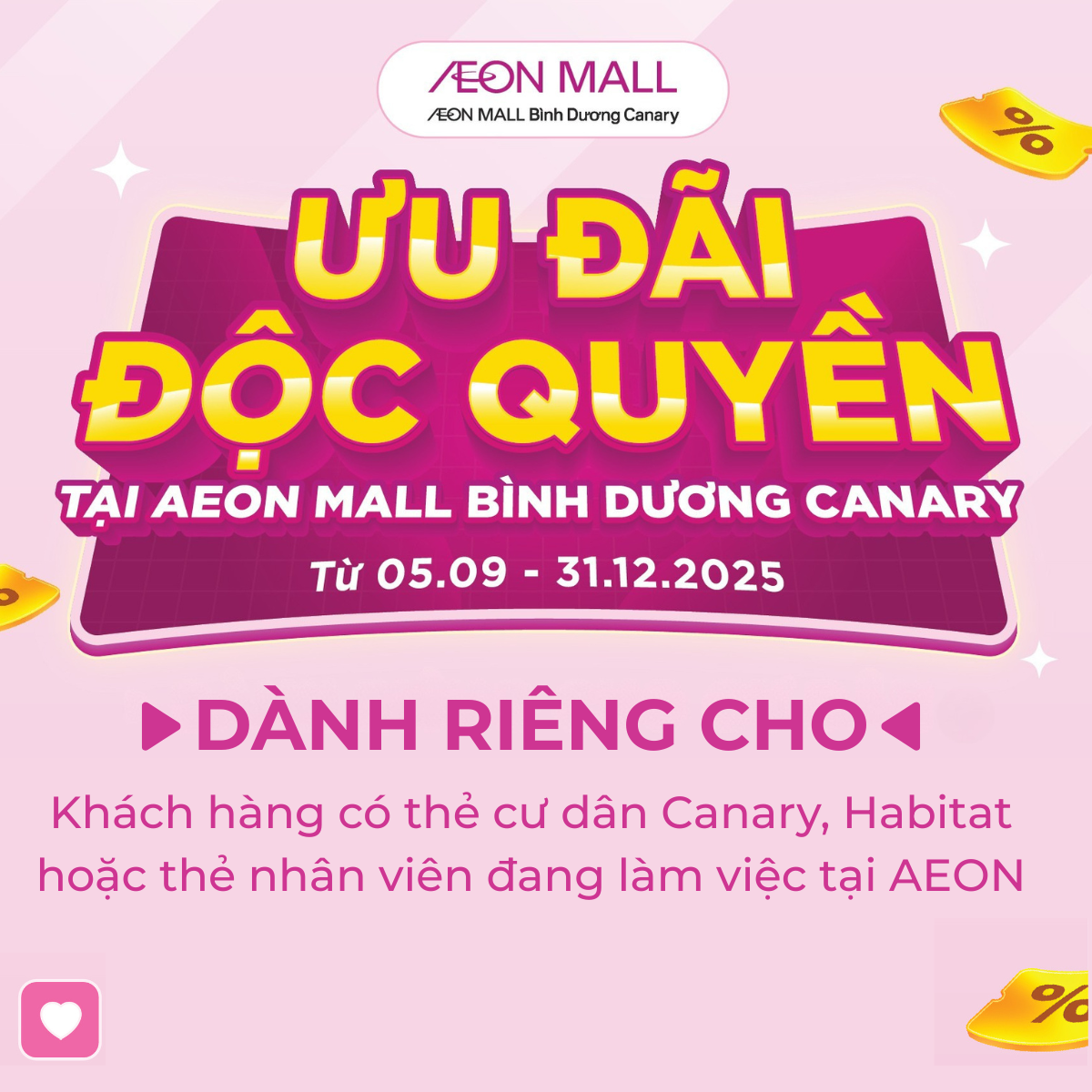 ƯU ĐÃI DÀNH CHO CƯ DÂN VÀ THÀNH VIÊN AEON