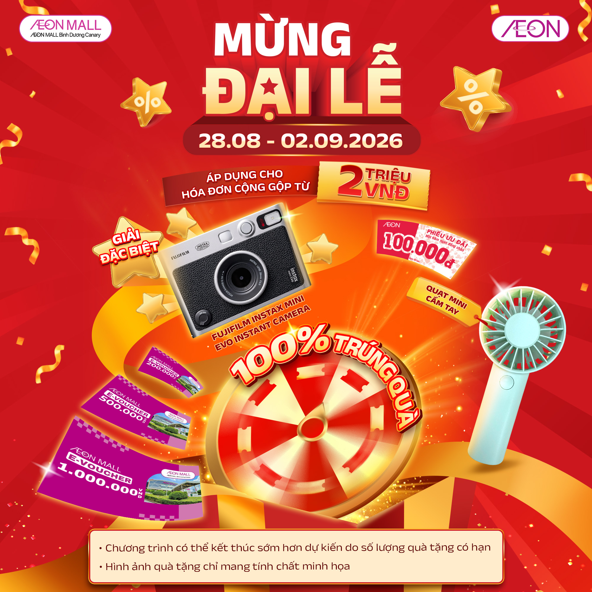 MỪNG ĐẠI LỄ 2/9 TẠI AEON MALL BÌNH DƯƠNG CANARY: NHIỀU HOẠT ĐỘNG HẤP DẪN, QUÀ TẶNG ĐANG CHỜ ĐÓN