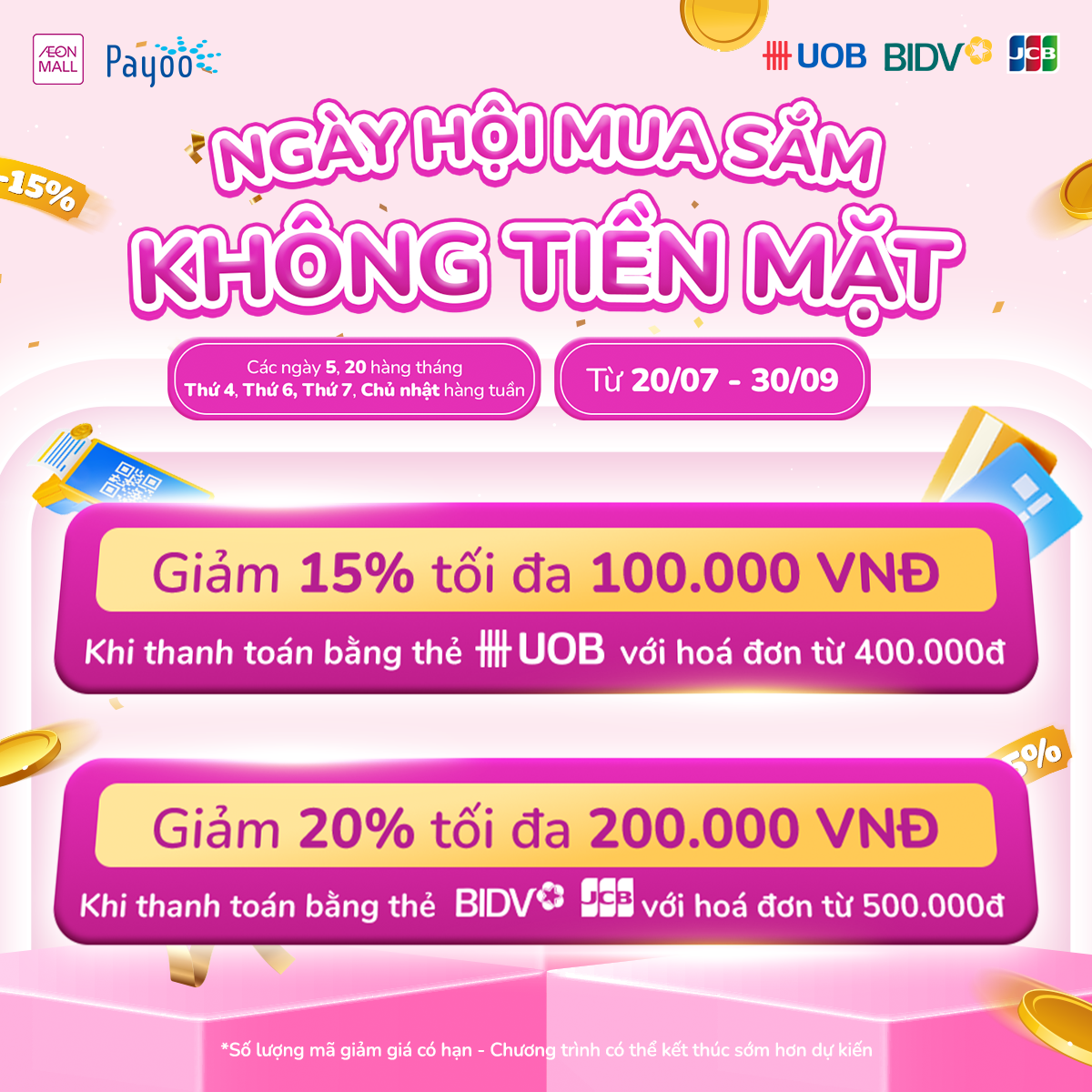 THAM GIA NGÀY HỘI MUA SẮM “KHÔNG TIỀN MẶT” TẠI AEONMALL!!!