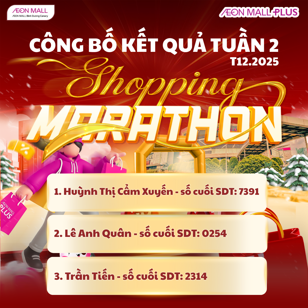CÔNG BỐ KẾT QUẢ TUẦN 2 - SHOPPING MARATHON THÁNG 12 2025
