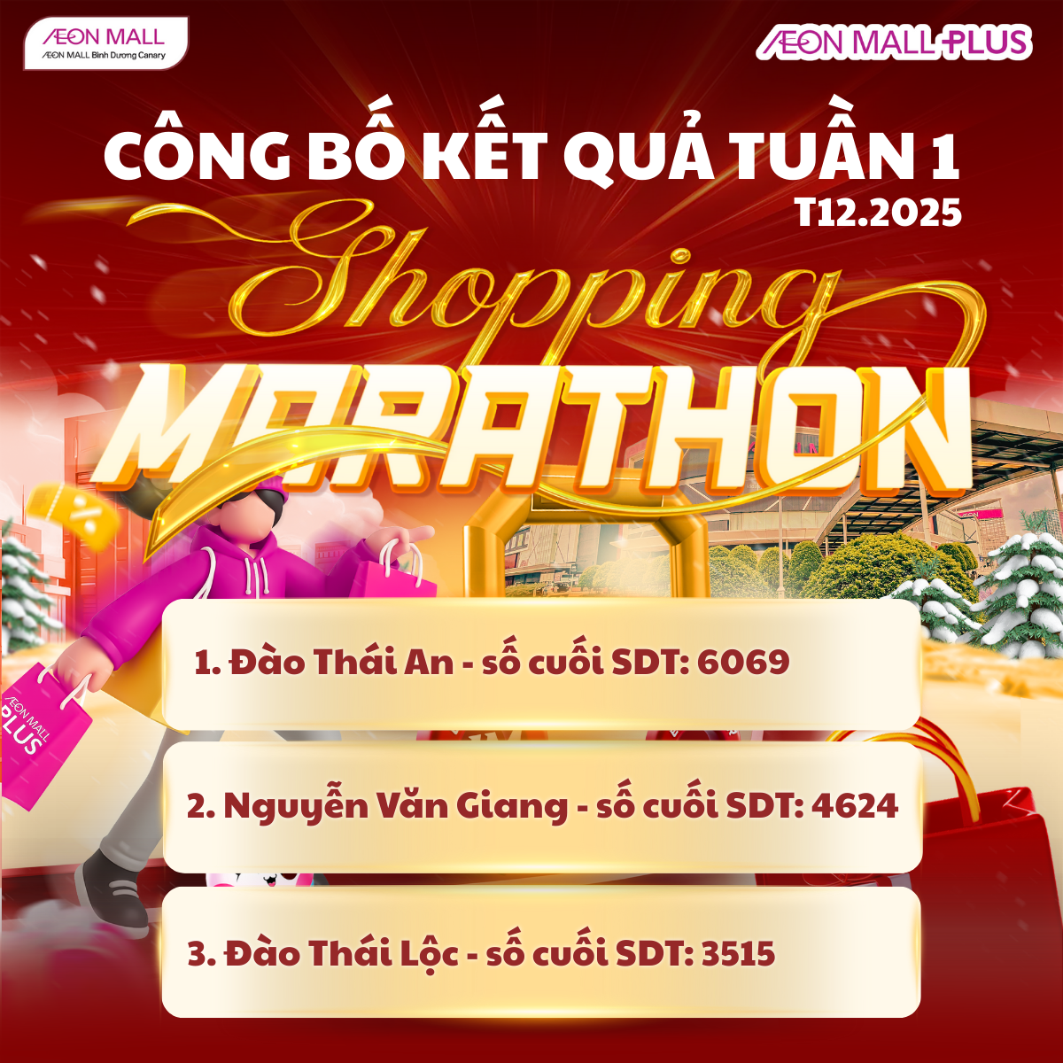 CÔNG BỐ KẾT QUẢ TUẦN 1 - SHOPPING MARATHON THÁNG 12 2025