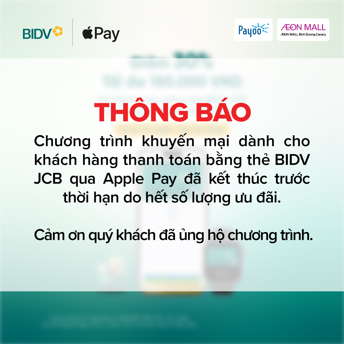ƯU ĐÃI BIDV JCB APPLE PAY, MUA SẮM VUI VẺ, GIẢM ĐẾN 30% TẠI AEON MALL BÌNH DƯƠNG CANARY