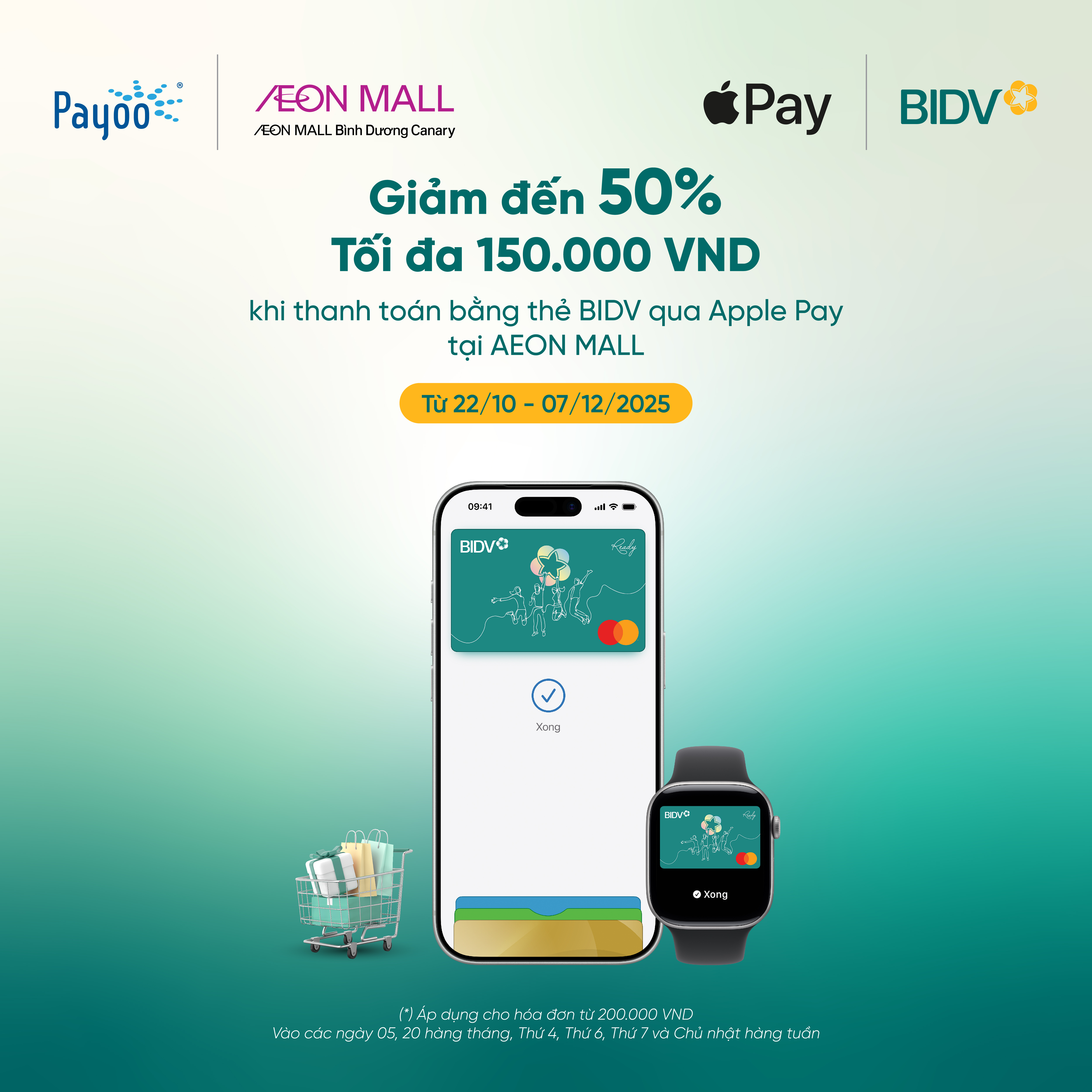 ƯU ĐÃI BIDV APPLE PAY, MUA SẮM VUI VẺ, GIẢM ĐẾN 50% TẠI AEON MALL BÌNH DƯƠNG CANARY