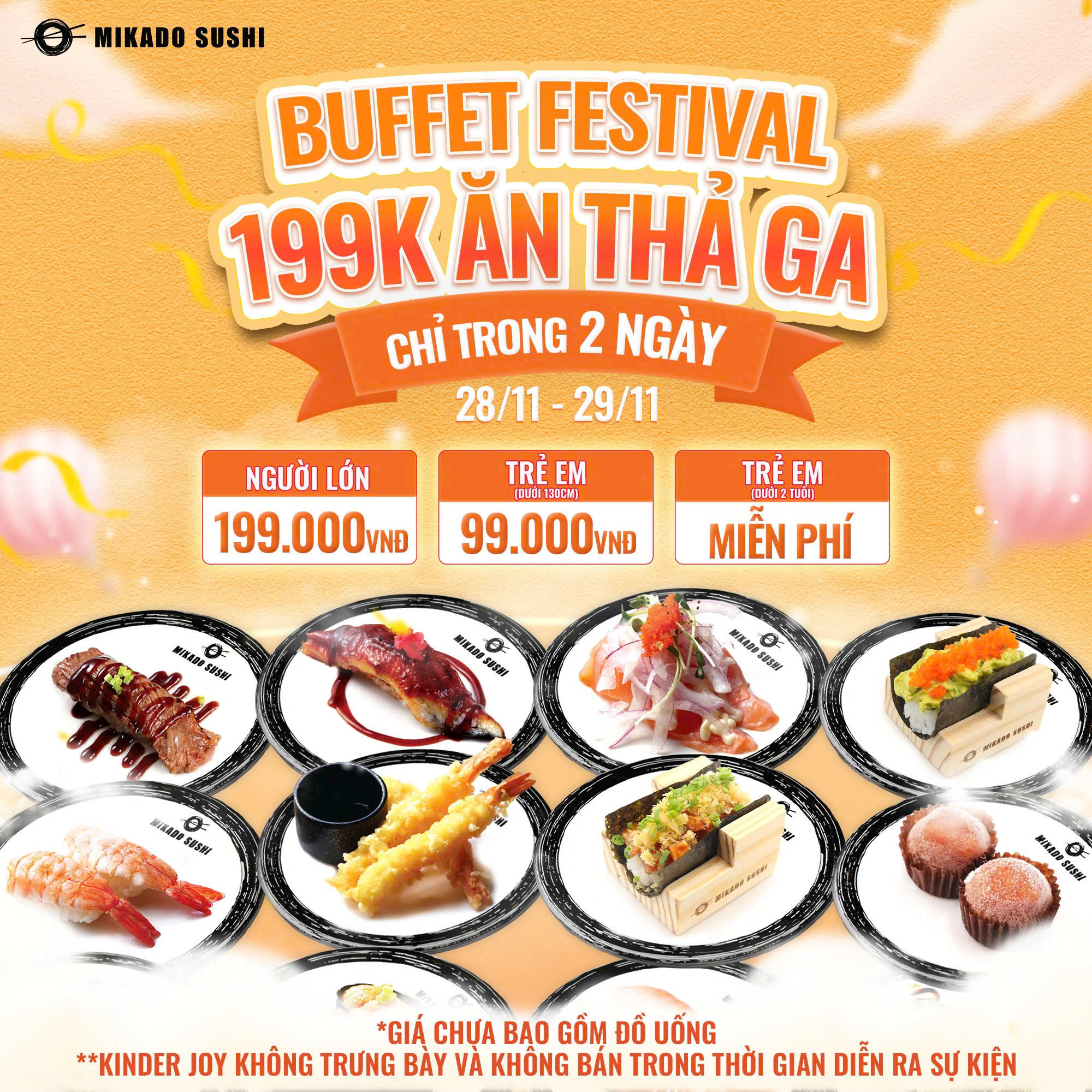 MIKADO | CƠN BÃO BUFFET SUSHI 199K ĐỔ BỘ! ĐỪNG BỎ LỠ 2 NGÀY DUY NHẤT TẠI MIKADO! 
