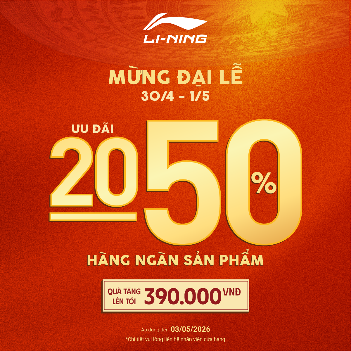 LI-NING - ĐẠI LỄ RỰC RỠ - SĂN SALE HẾT CỠ!