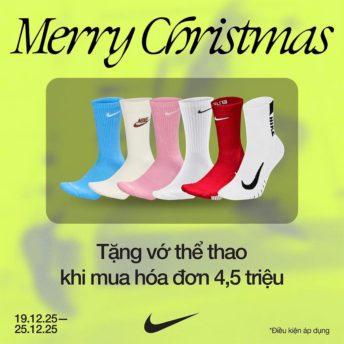 NIKE - MERRY CHRISTMAS – TẶNG VỚ THỂ THAO KHI MUA HÓA ĐƠN 4,5 TRIỆU