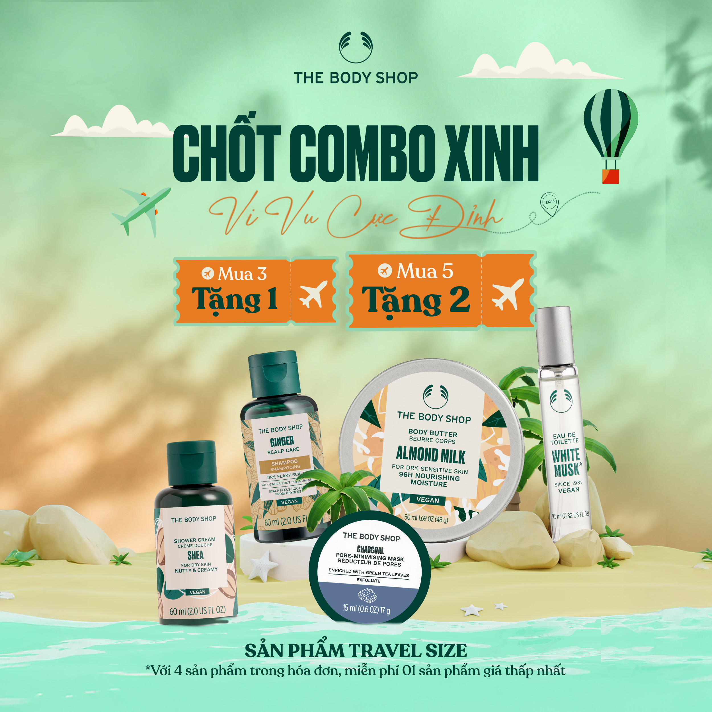 THE BODY SHOP - CHỐT COMBO TRAVEL SIZE – VI VU HÈ CỰC GỌN
