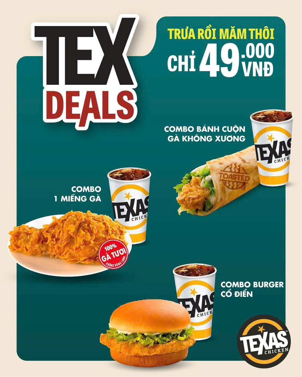 TEXAS CHICKEN | 🍗 DEAL 49K – NGÀY NÀO CŨNG CÓ! 🍔