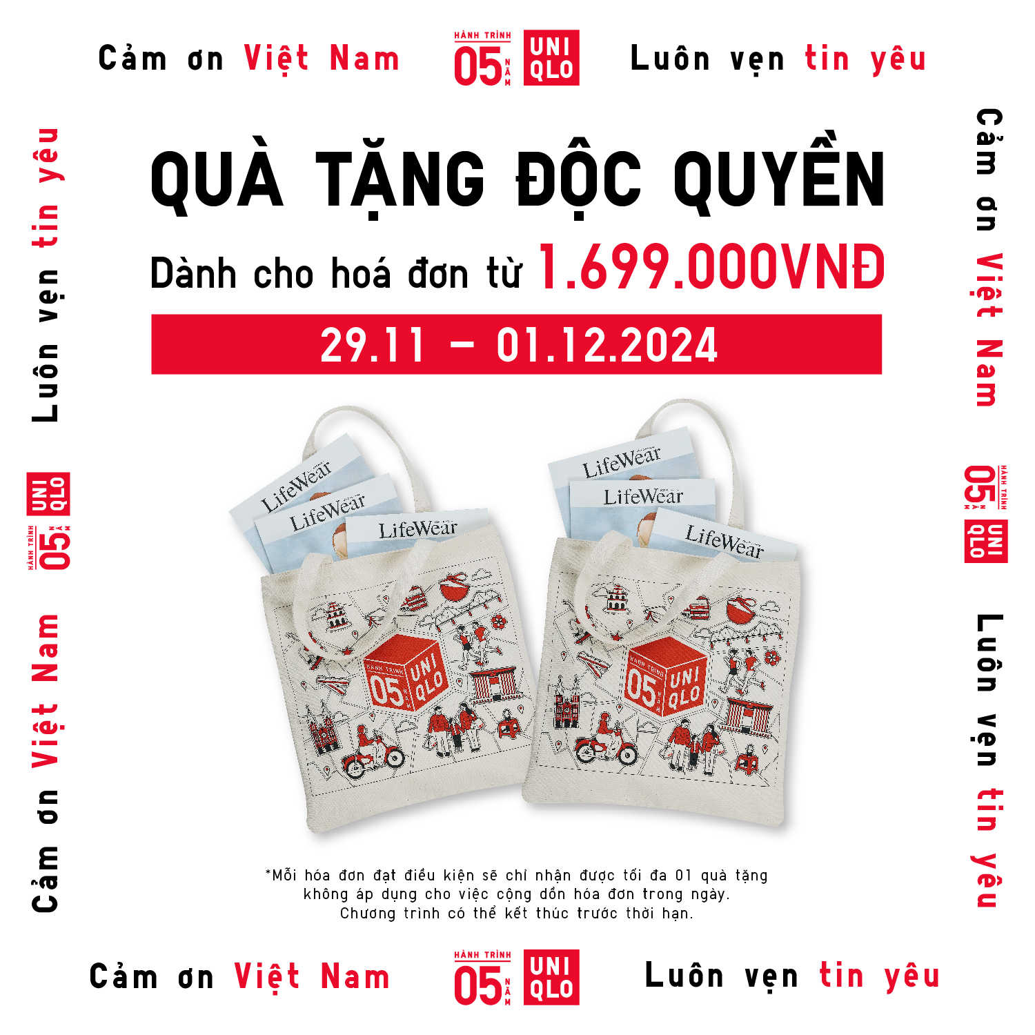 UNIQLO - QUÀ TẶNG MỪNG KỶ NIỆM 5 NĂM UNIQLO CÓ MẶT TẠI VIỆT NAM