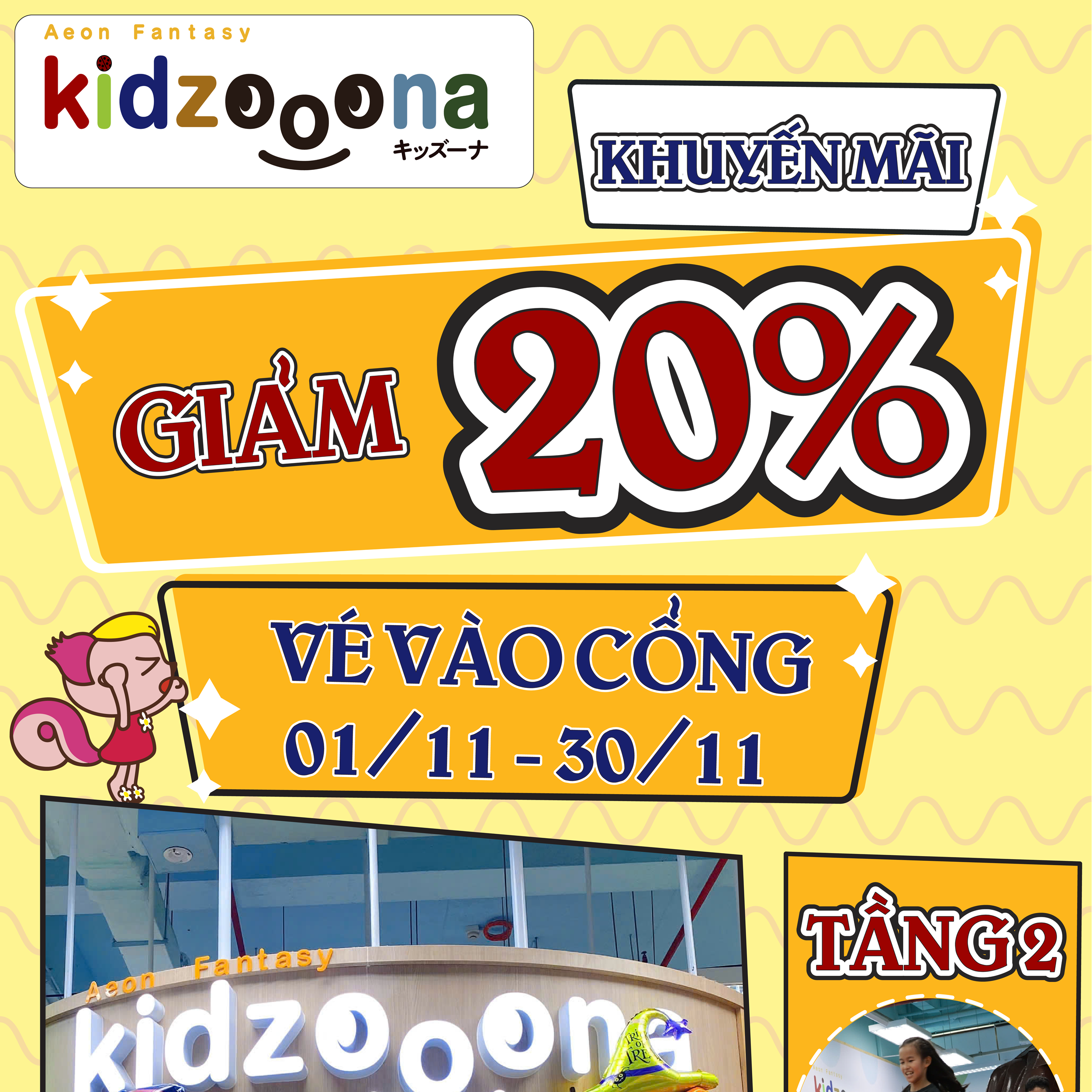 MOLLY FANTASY - GIẢM 20% GIÁ VÉ VÀO CỔNG KHU VUI CHƠI KIDZOOONA